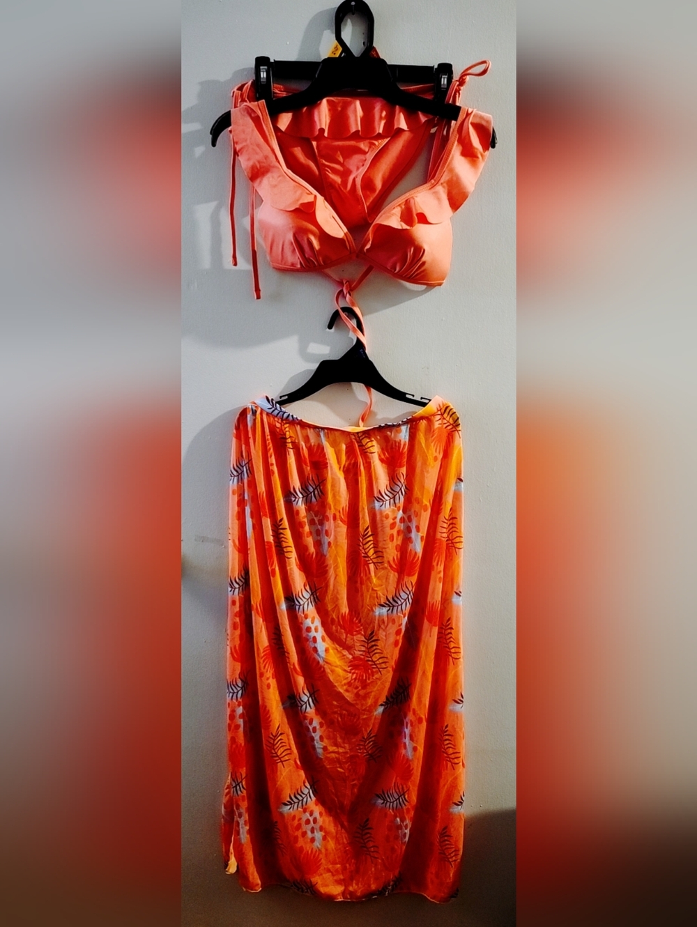 No Boundaries Coral Ruffle Bikini Set